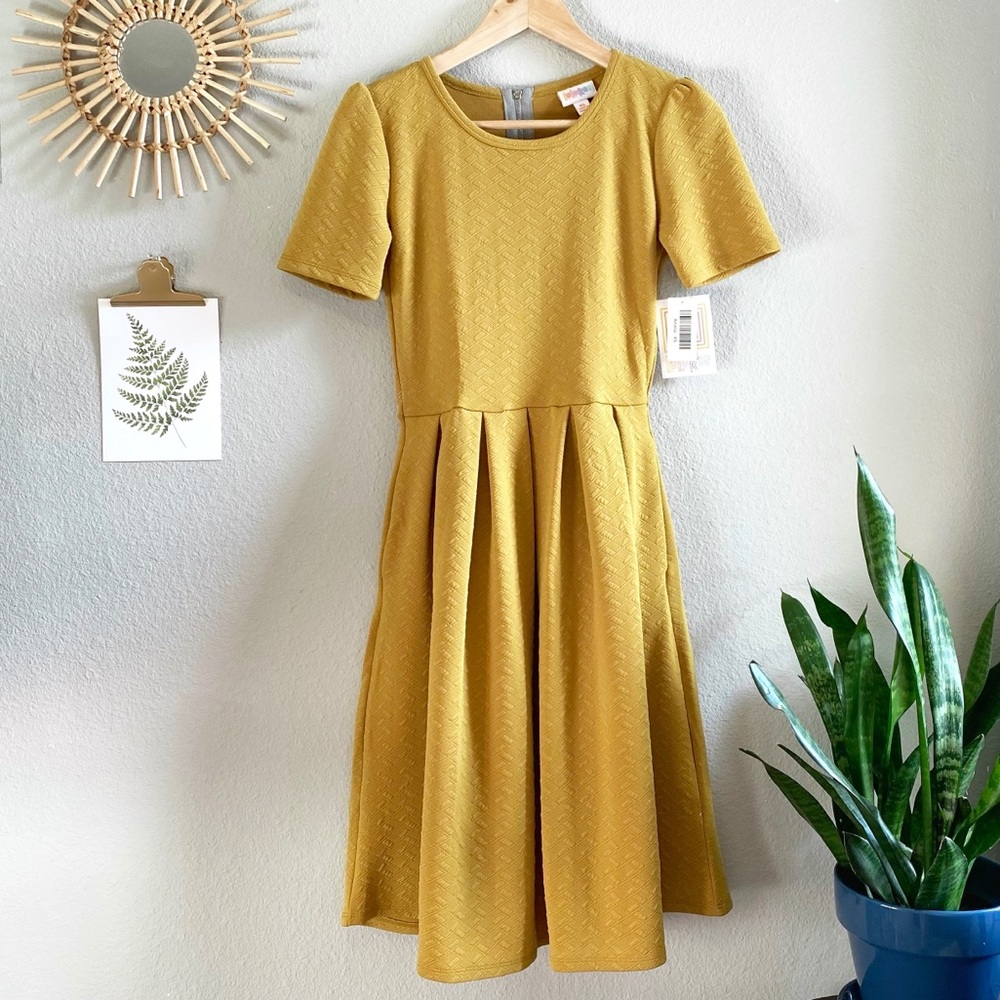 LuLaRoe • NWT Mustard Yellow Amelia Dress XS
